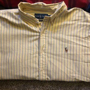 Yellow Striped Ralph Lauren  Button Down XL